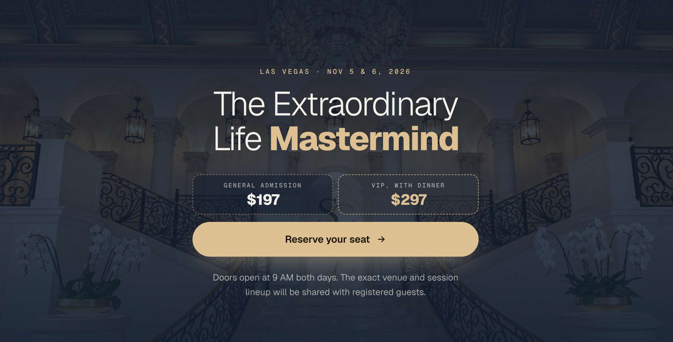 The Extraordinary Life Mastermind with Dr. Stefano Sinicropi, Las Vegas, November 5 and 6, 2026