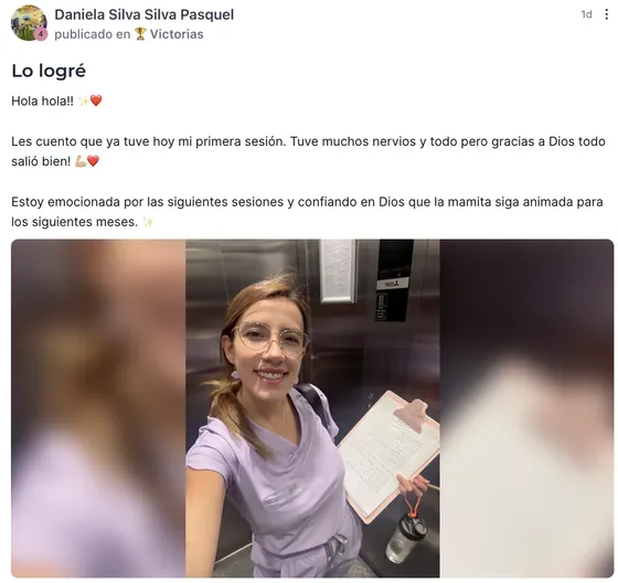 Captura del mensaje de Daniela S., alumna