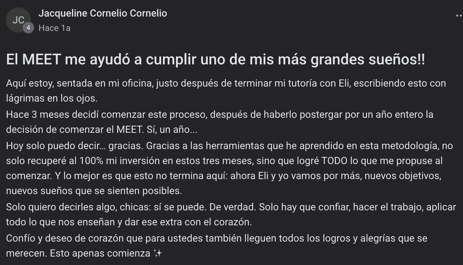 Testimonio de una alumna del MEET