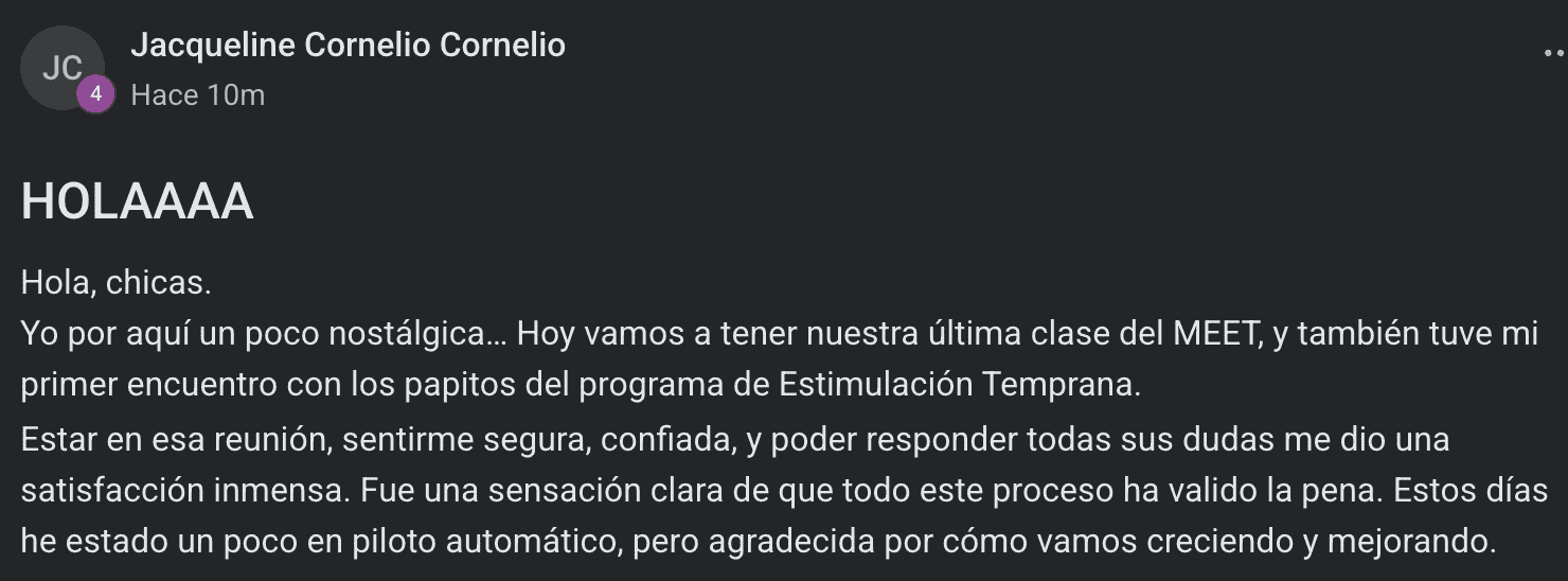 Testimonio de una alumna del MEET