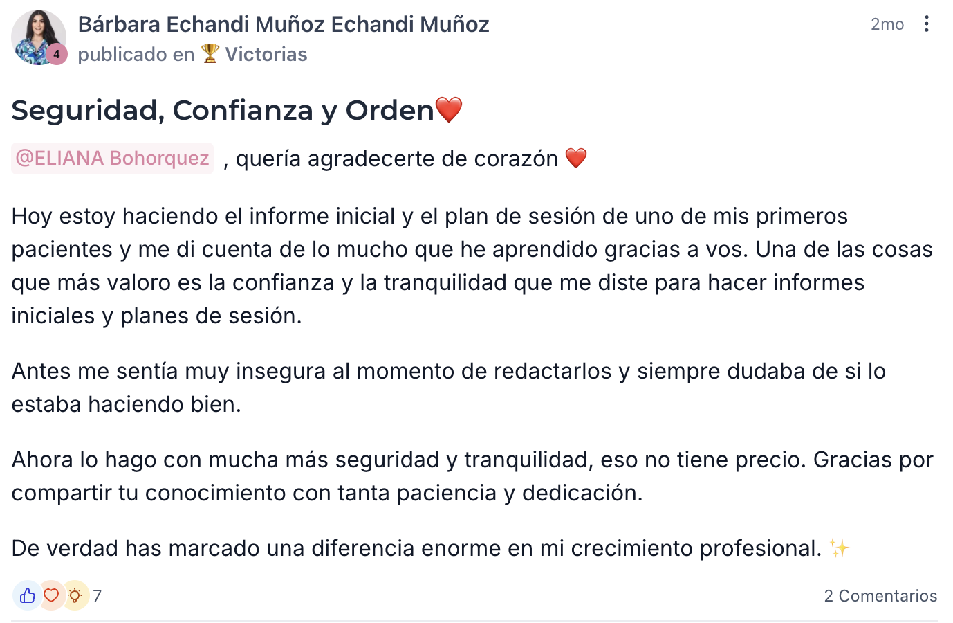 Alumna aplicando la Sesión Cero