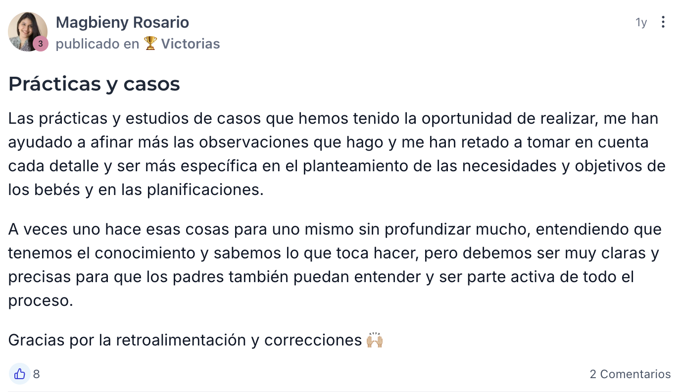 Alumna aplicando la Sesión Cero