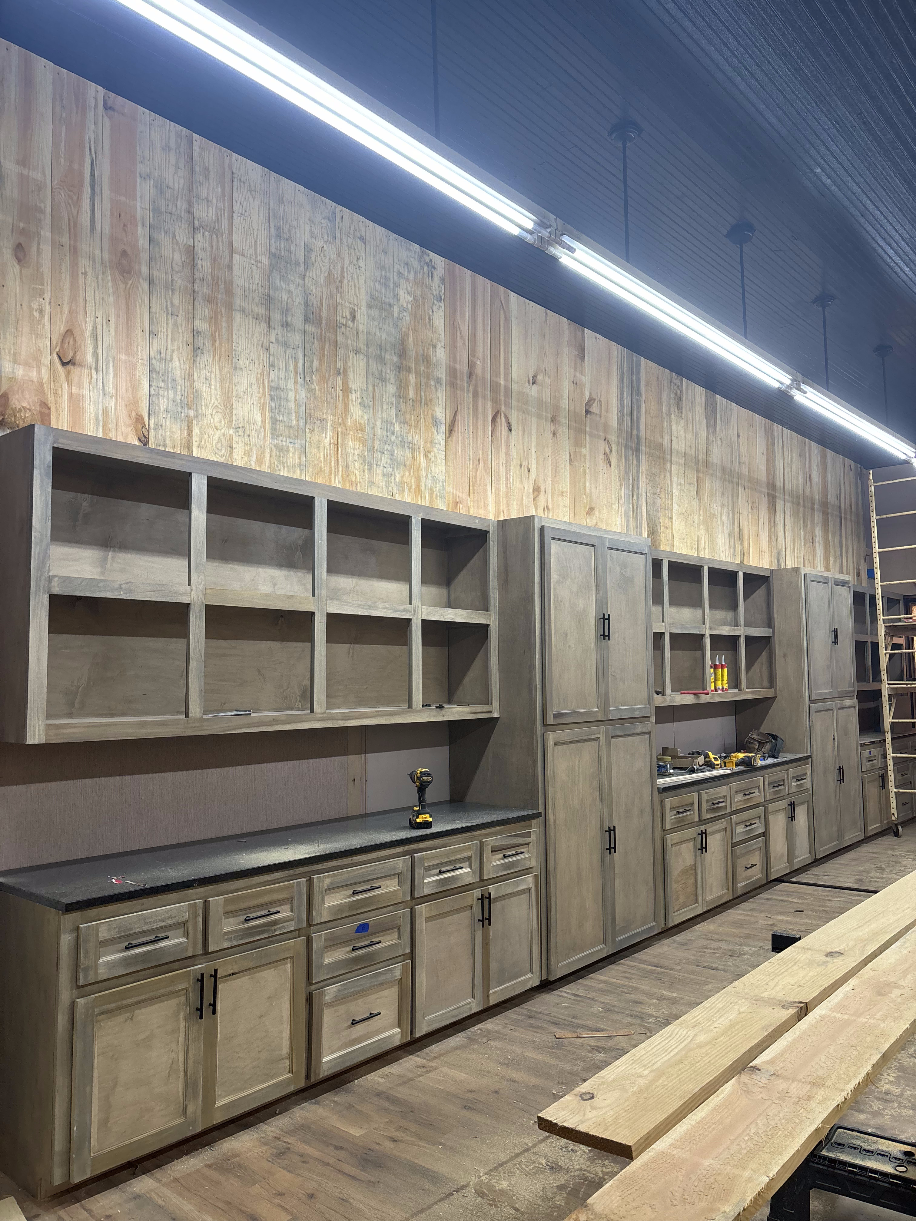 Custom cabinetry under construction in the Boren Construction cabinet shop