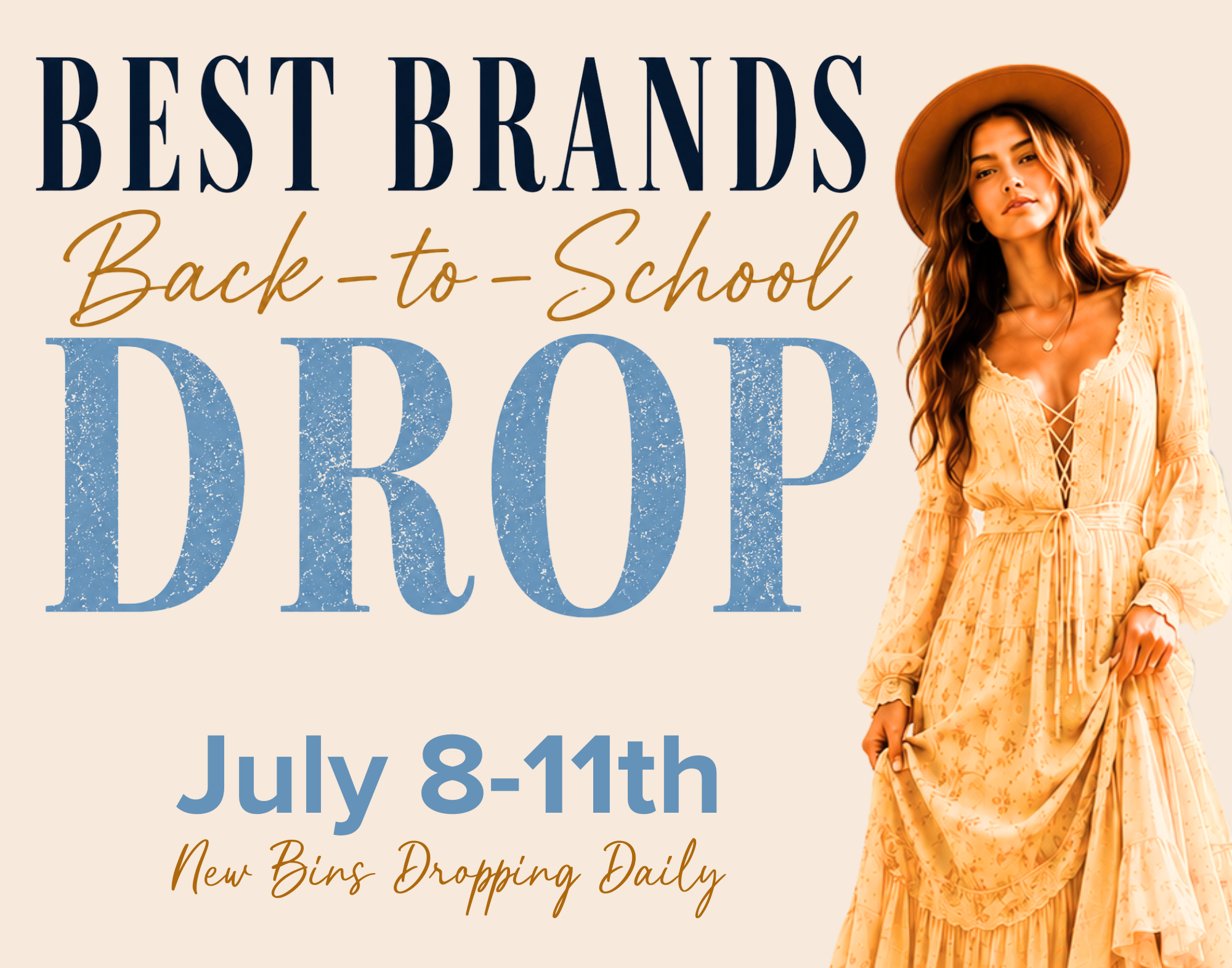 Back-to-school fashion display featuring trendy resale clothing, sneakers, denim, and everyday essentials during the Best Brand Drop at Uptown Cheapskate Logan.