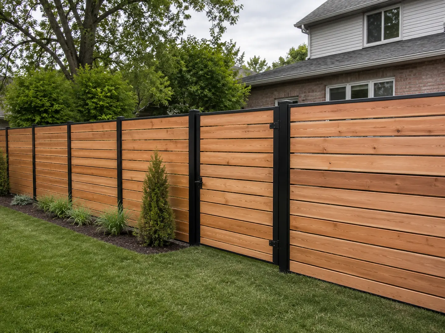 Custom wood privacy fence installation