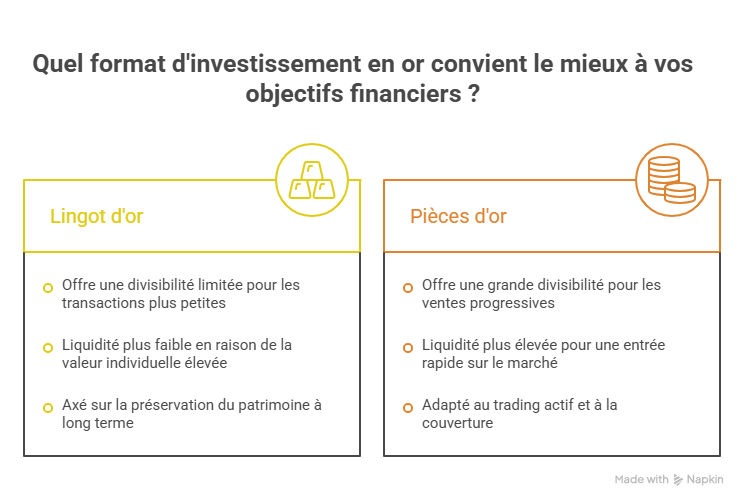 Comparaison entre lingot d’or et pièces d’or pour investissement dans l’or débutant