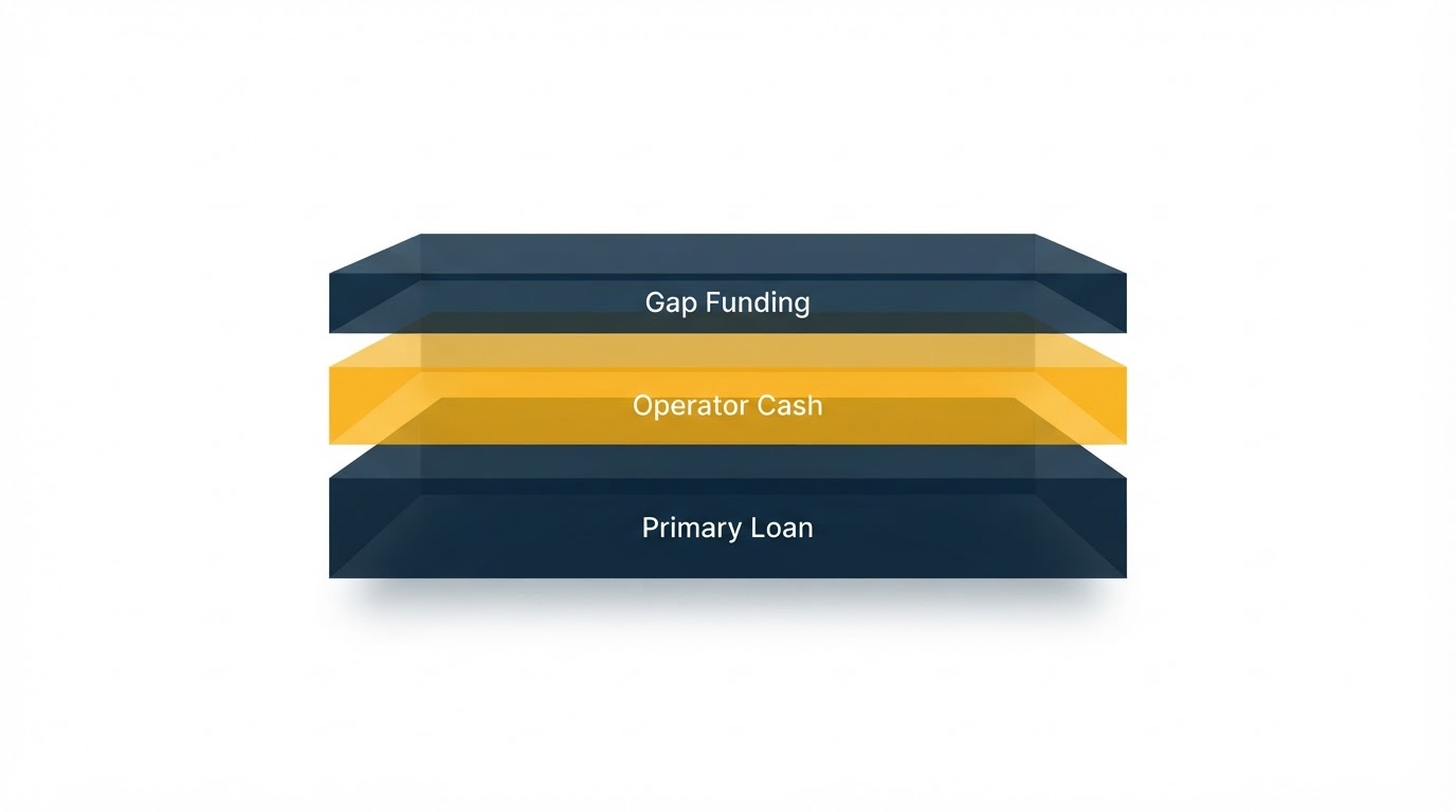 Gap funding in a fix-and-flip capital stack illustration