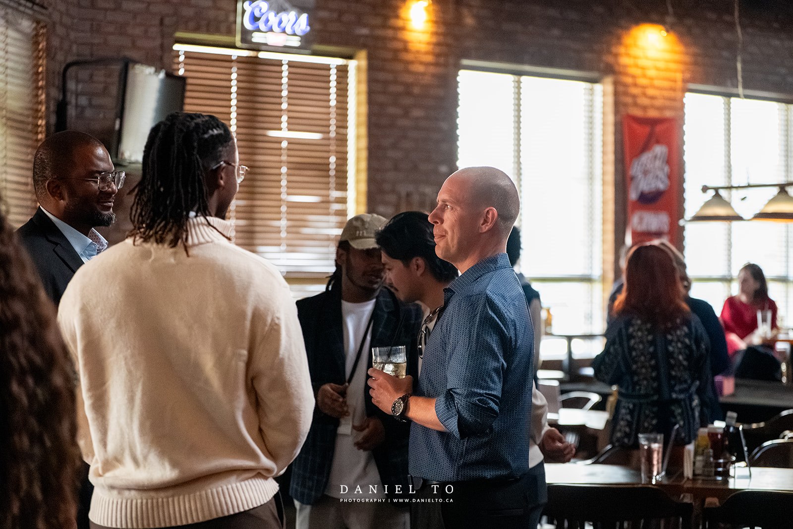 Guests mingling in conversation