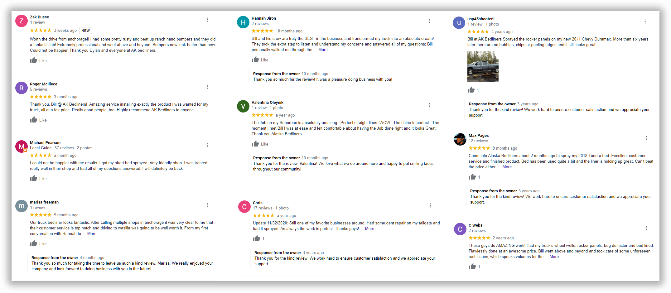 Alaska Bedliners Raving Reviews