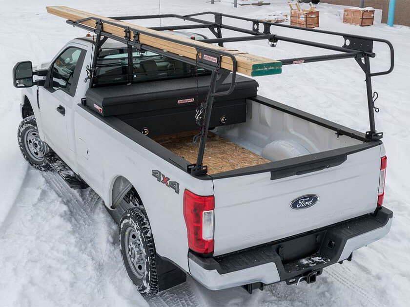 Heavy-duty ladder racks engineered for strength and functionality, perfect for demanding job sites and expeditions.