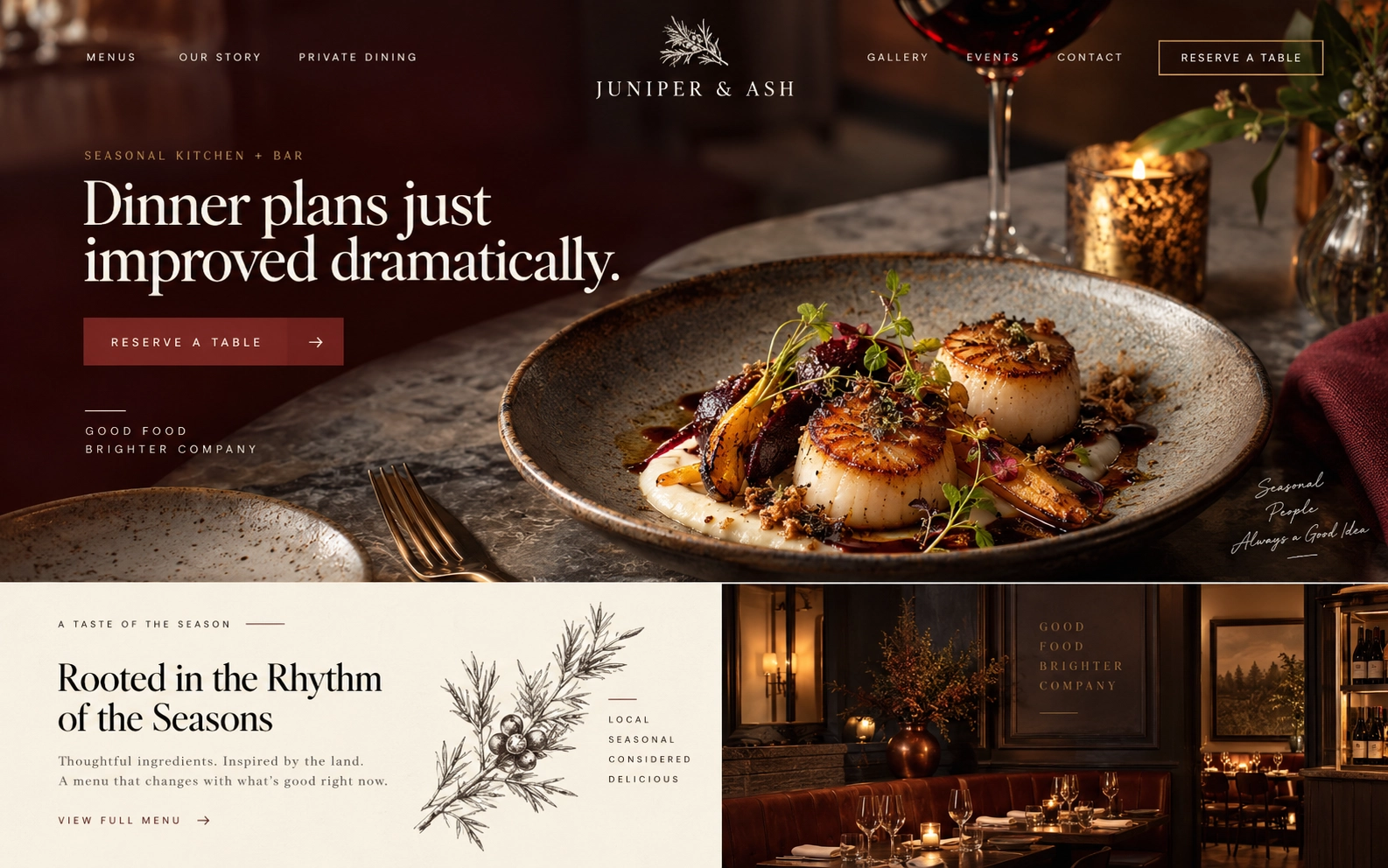 Juniper and Ash website concept