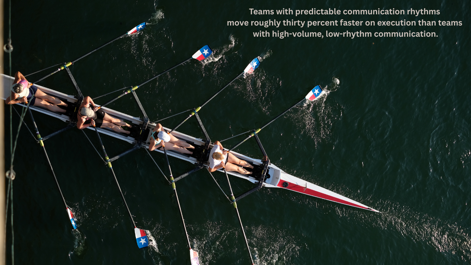 team rowing in rhythm