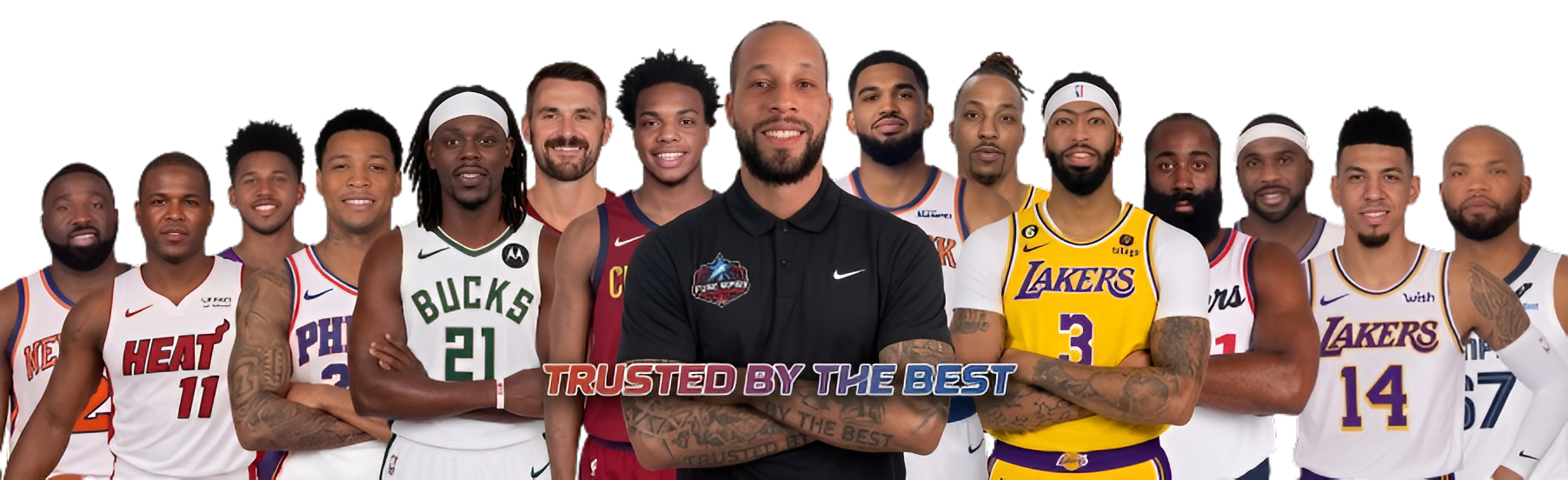 Trusted by the best: Coach Kevin Graham with NBA players he has trained
