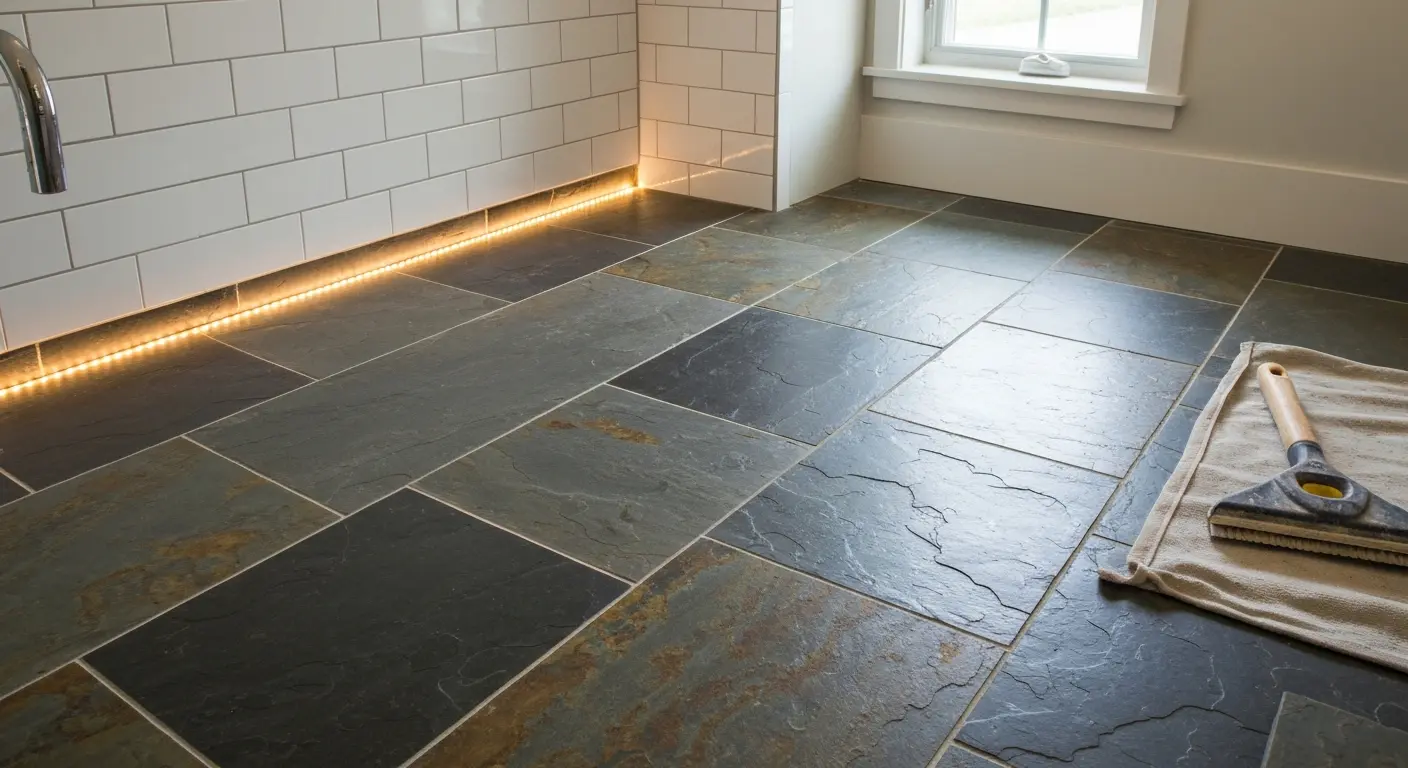 Natural stone bathroom flooring