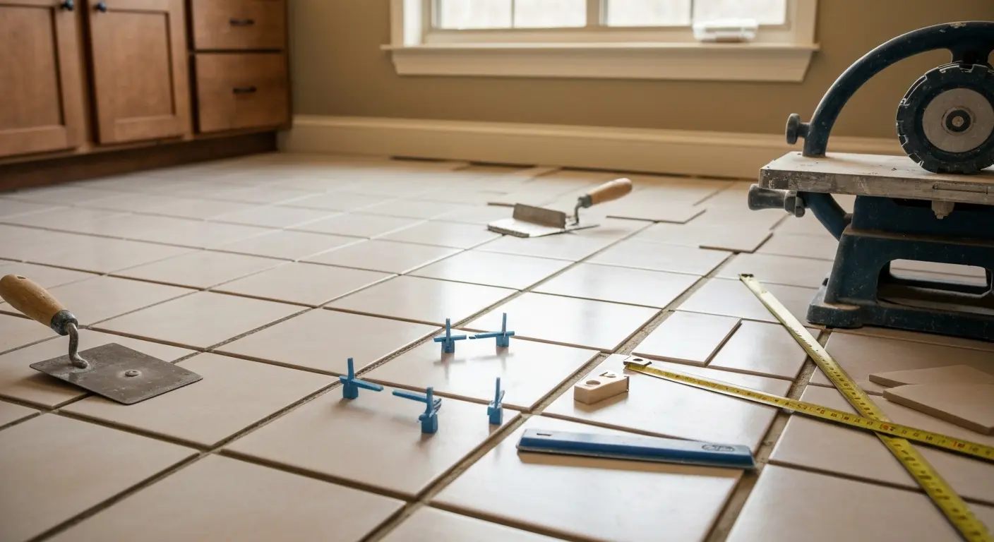 Tile bathroom flooring installation
