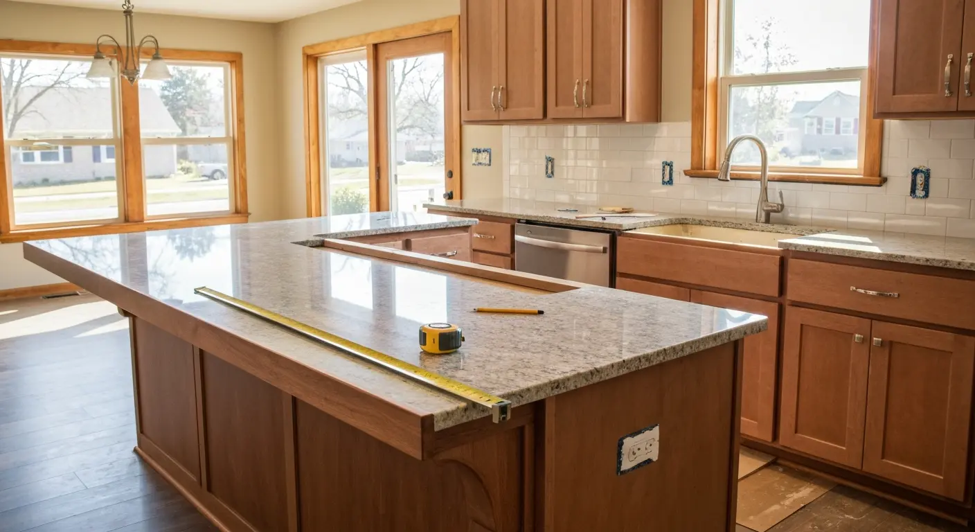 Kitchen island and cabinet installation