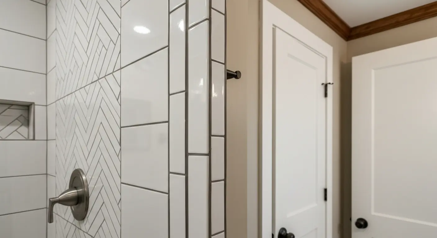 Designer tile accent shower