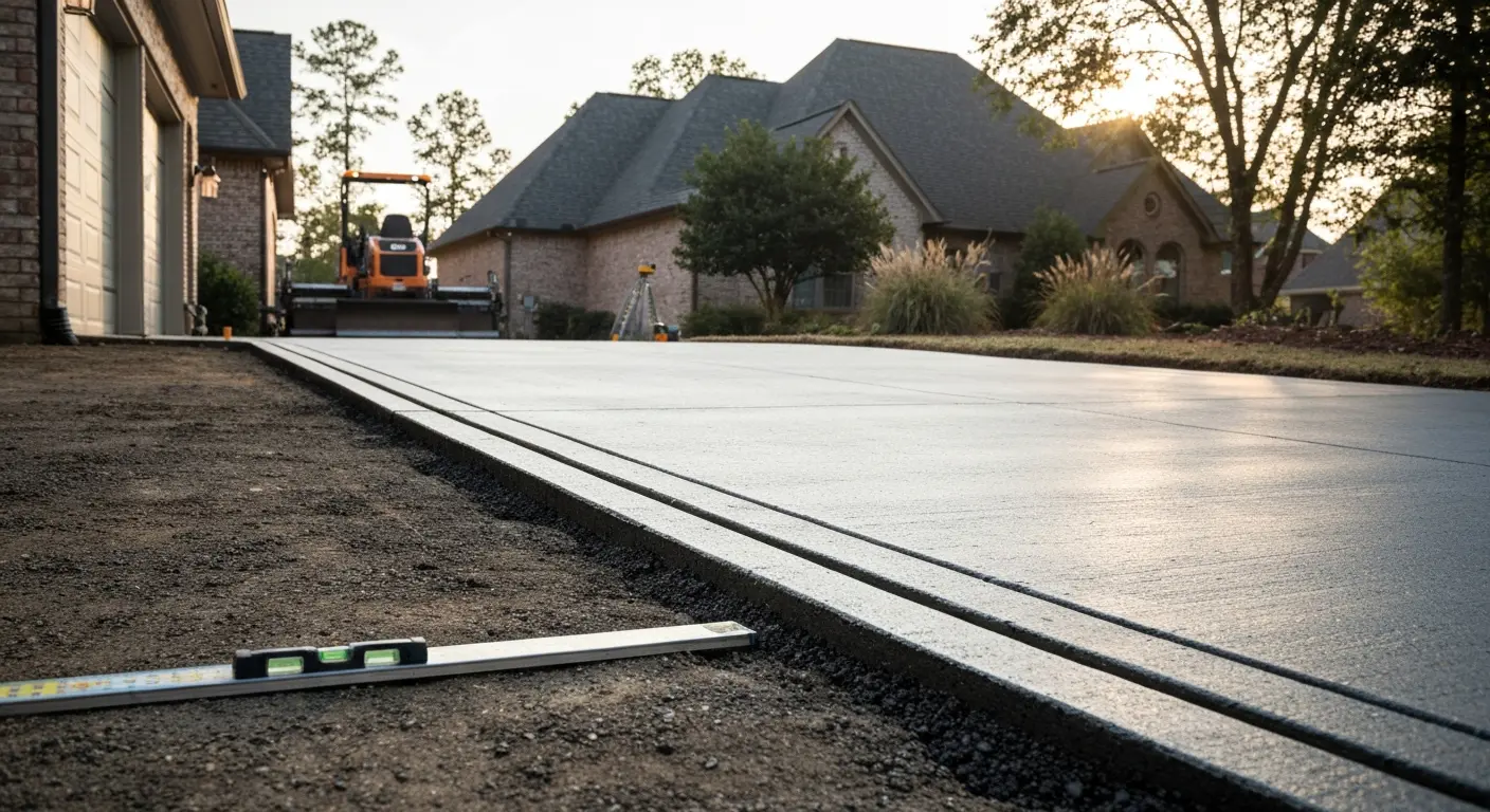 Driveway installation with proper grading