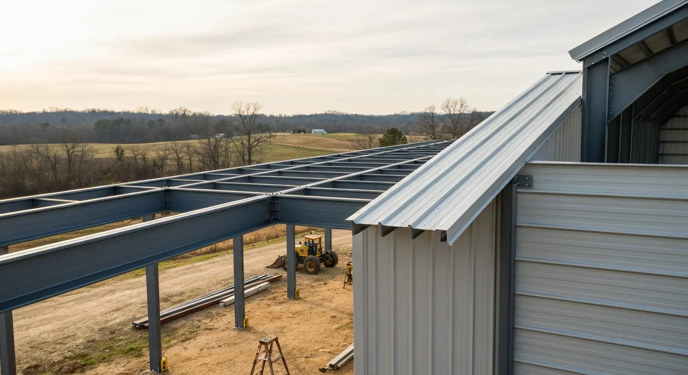 Steel building construction in Dickson County