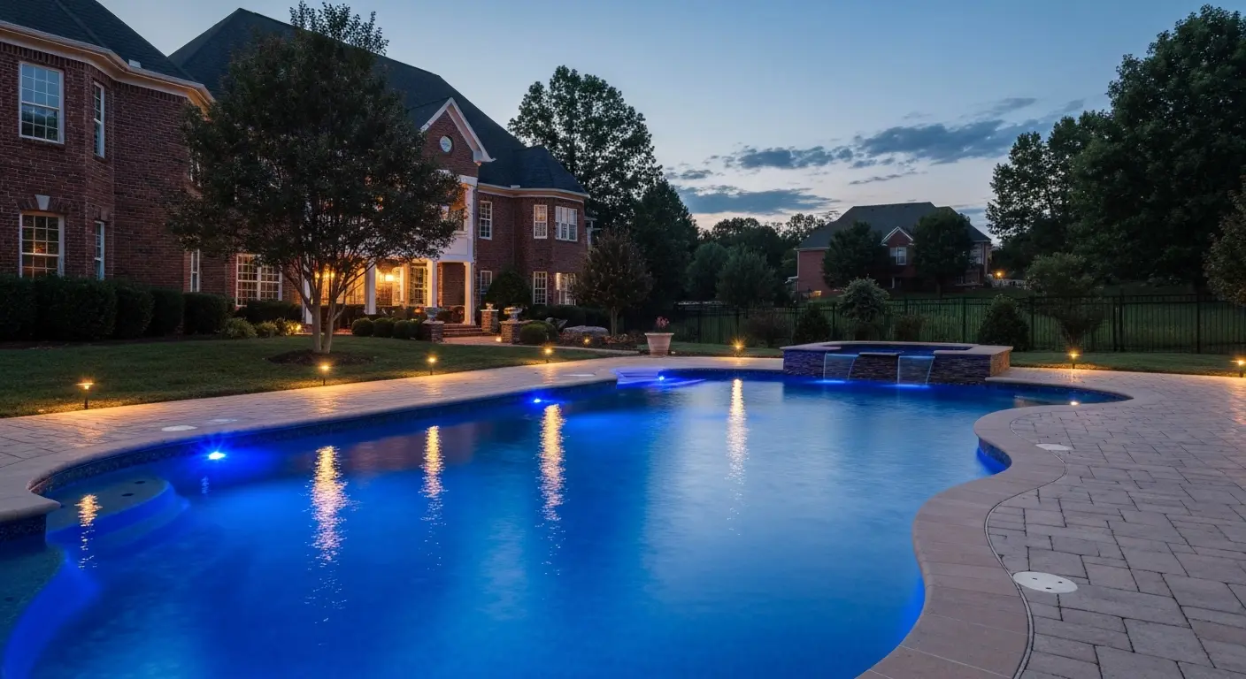 Pool lighting and water features