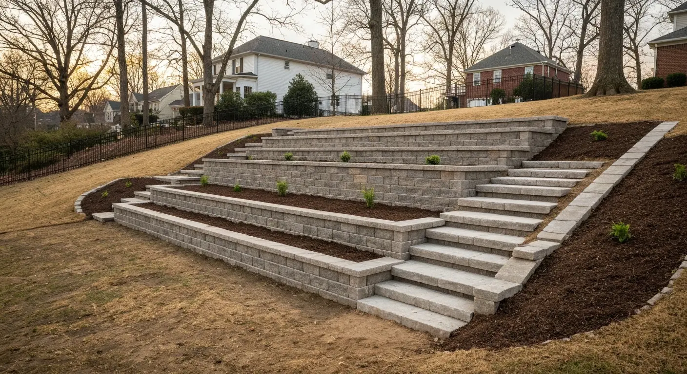 Tiered retaining walls