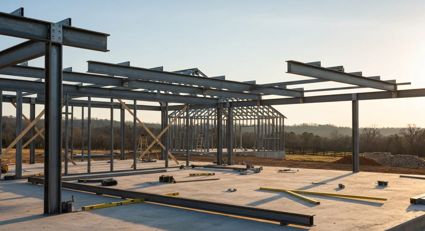 Barndominium construction near Montgomery Bell