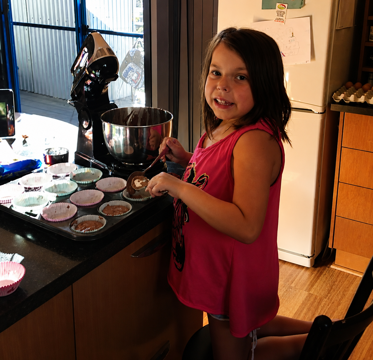 Michaella baking as a child