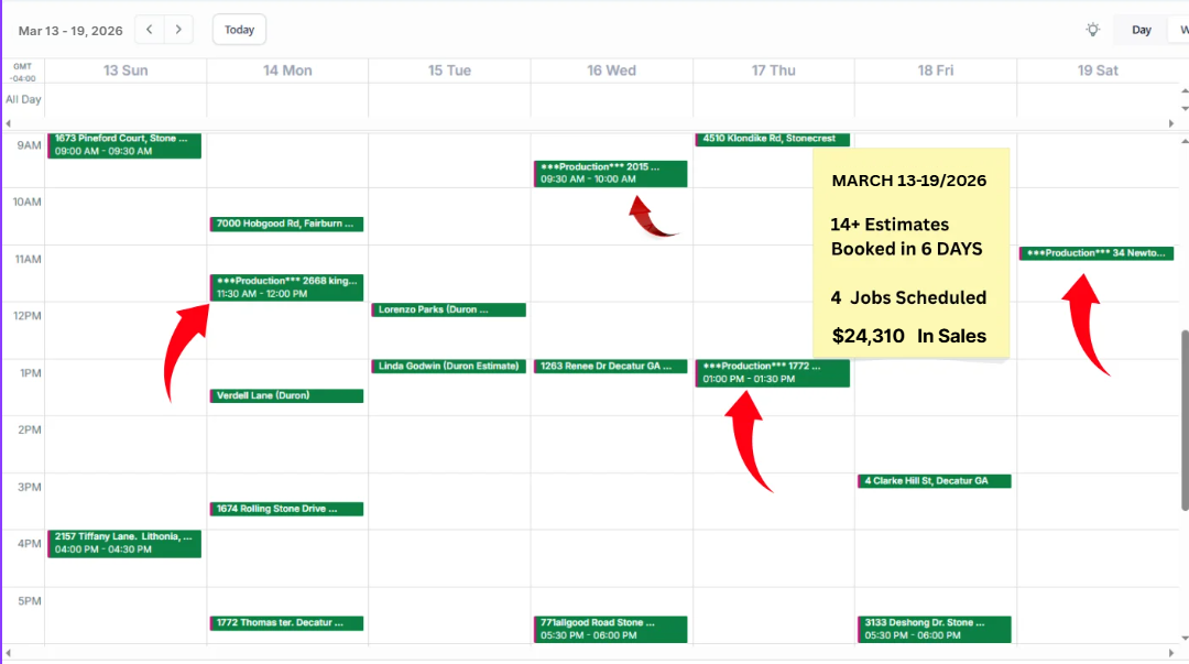 Client booked calendar