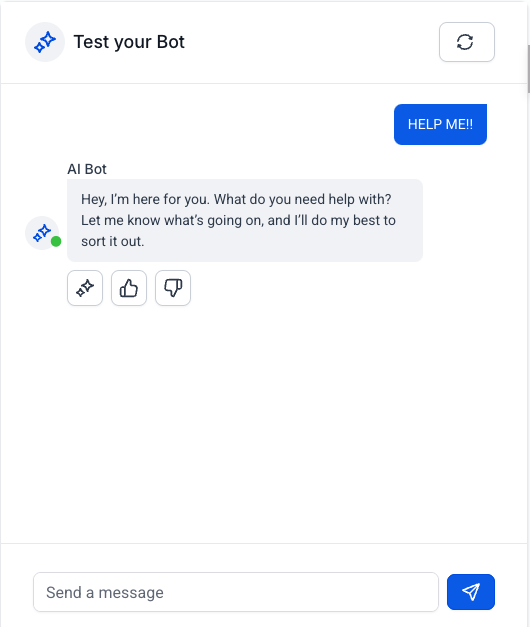 "Image of an AI-powered live chat interface responding instantly to a customer inquiry, showcasing automated support in action."