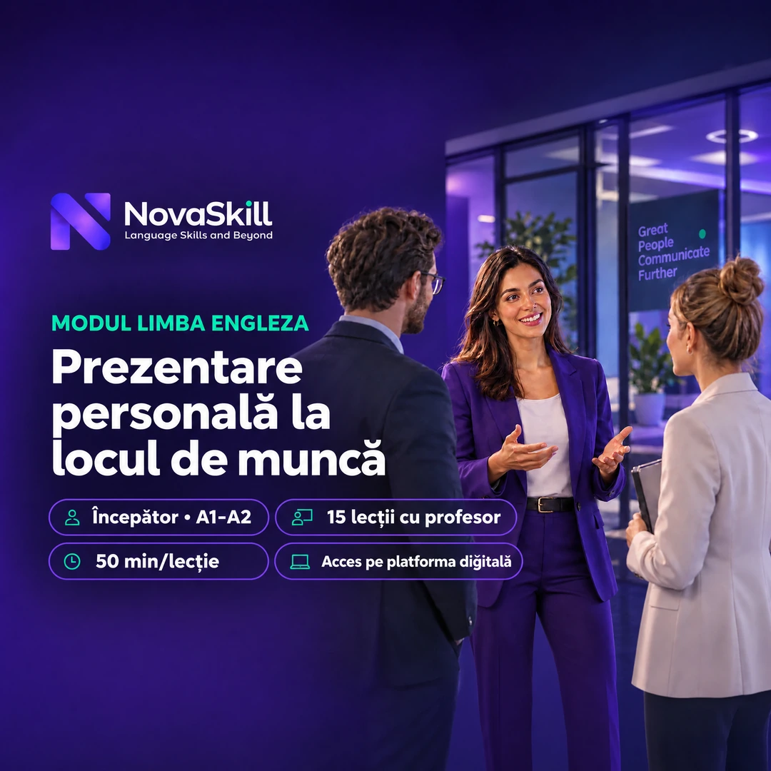Coperta modulului Prezentare personală la locul de muncă, nivel A1–A2