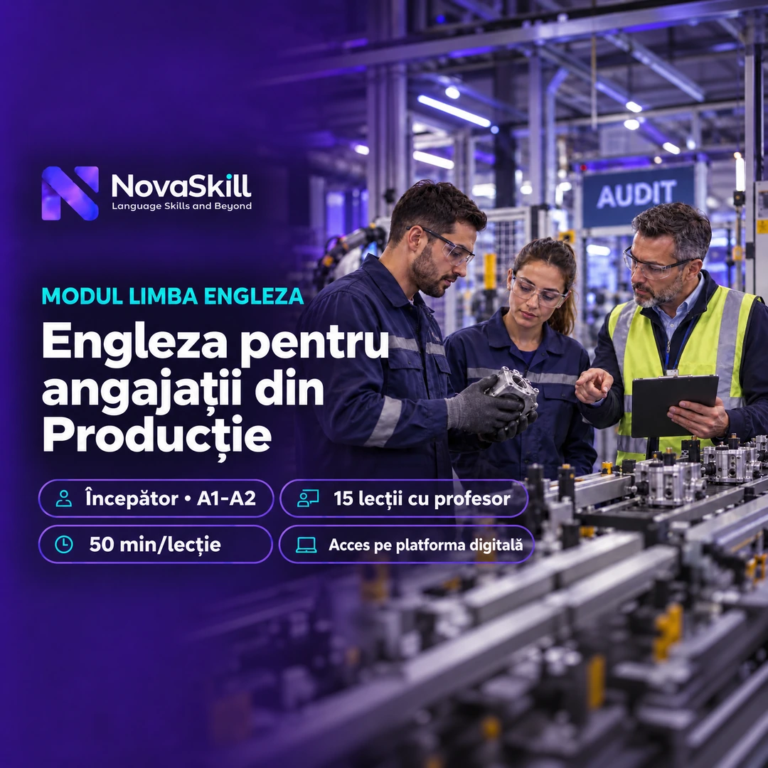 Coperta modulului Engleză pentru angajații din Producție, nivel A1–A2