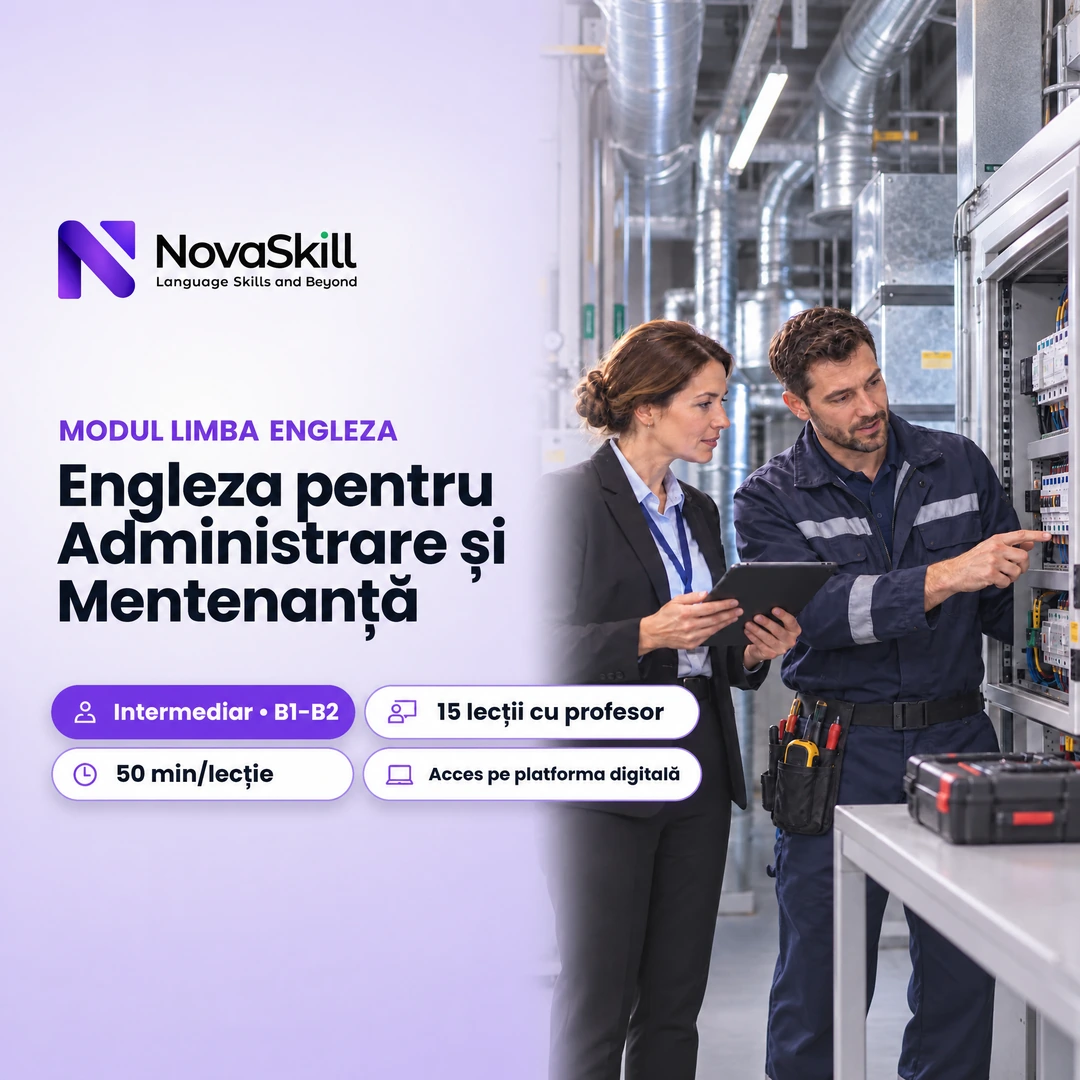 Coperta modulului Engleză pentru Administrare și Mentenanță, nivel B1–B2