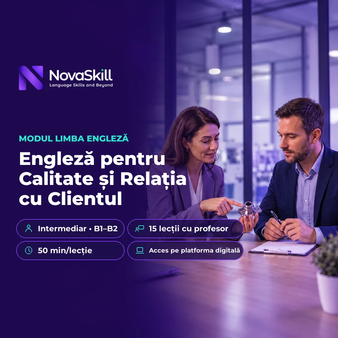 Coperta modulului Engleză pentru Calitate și Relația cu Clientul, nivel B1–B2