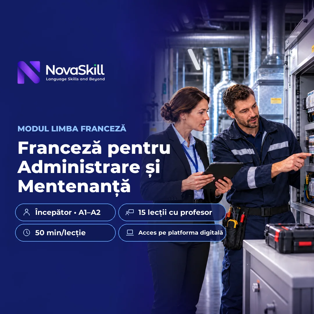 Coperta modulului Franceză pentru Administrare și Mentenanță, nivel A1–A2