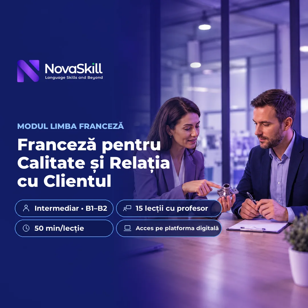 Coperta modulului Franceză pentru Calitate și Relația cu Clientul, nivel B1–B2