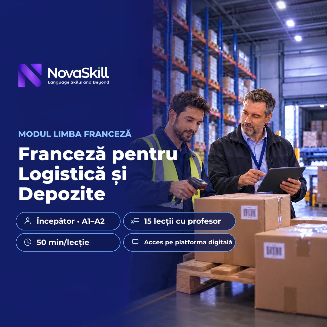 Coperta modulului Franceză pentru Logistică și Depozite, nivel A1–A2