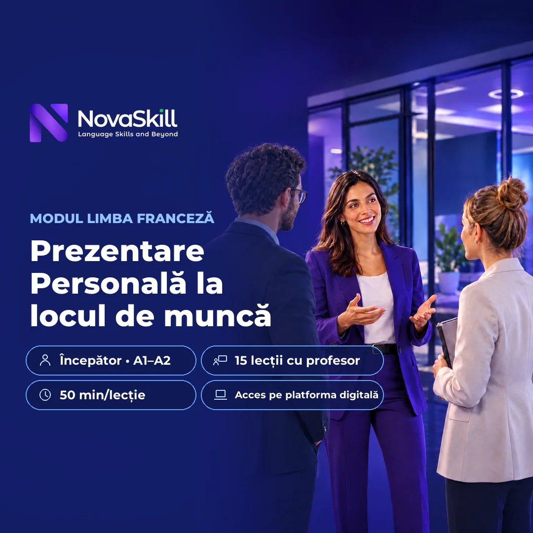 Coperta modulului Prezentare personală la locul de muncă, nivel A1–A2