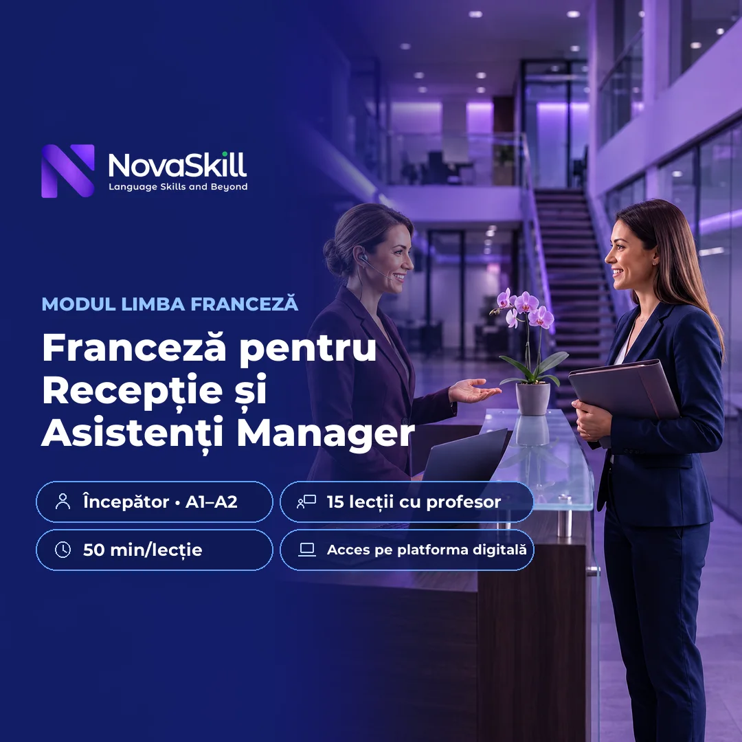 Coperta modulului Franceză pentru recepție și asistenți manager, nivel A1–A2