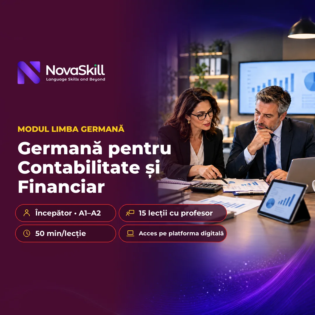 Coperta modulului Germană pentru Contabilitate și Financiar, nivel A1–A2
