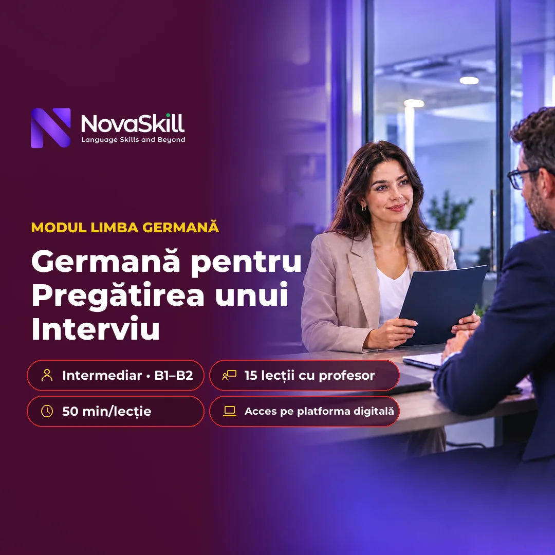 Coperta modulului Germană pentru pregătirea unui interviu, nivel B1–B2
