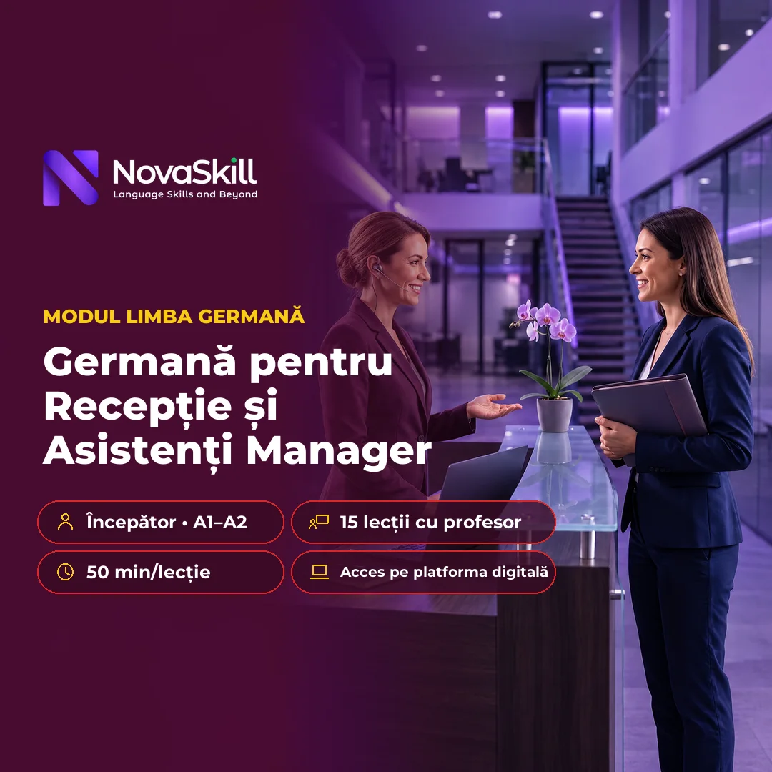 Coperta modulului Germană pentru recepție și asistenți manager, nivel A1–A2