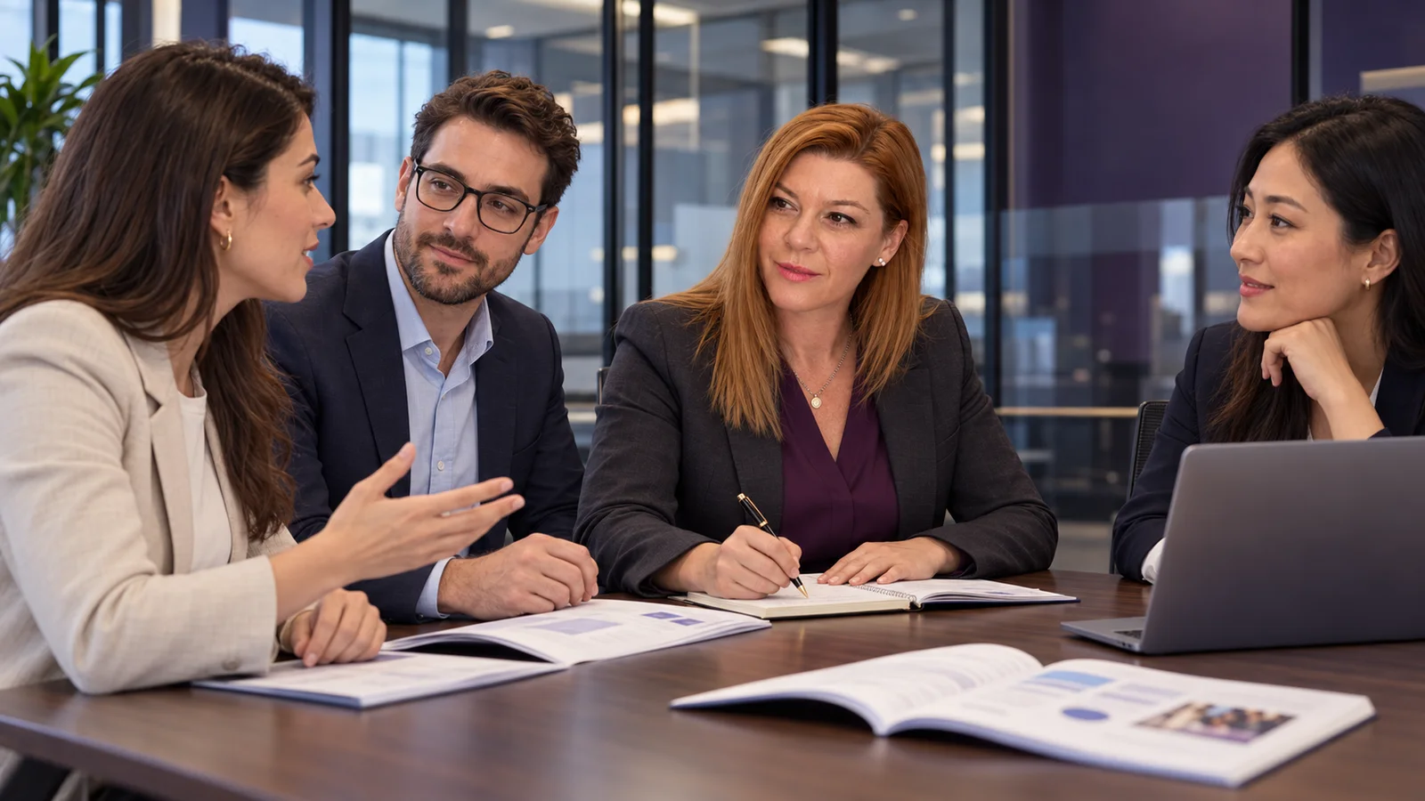 Consultanță NovaSkill cu o echipă, la masa de lucru