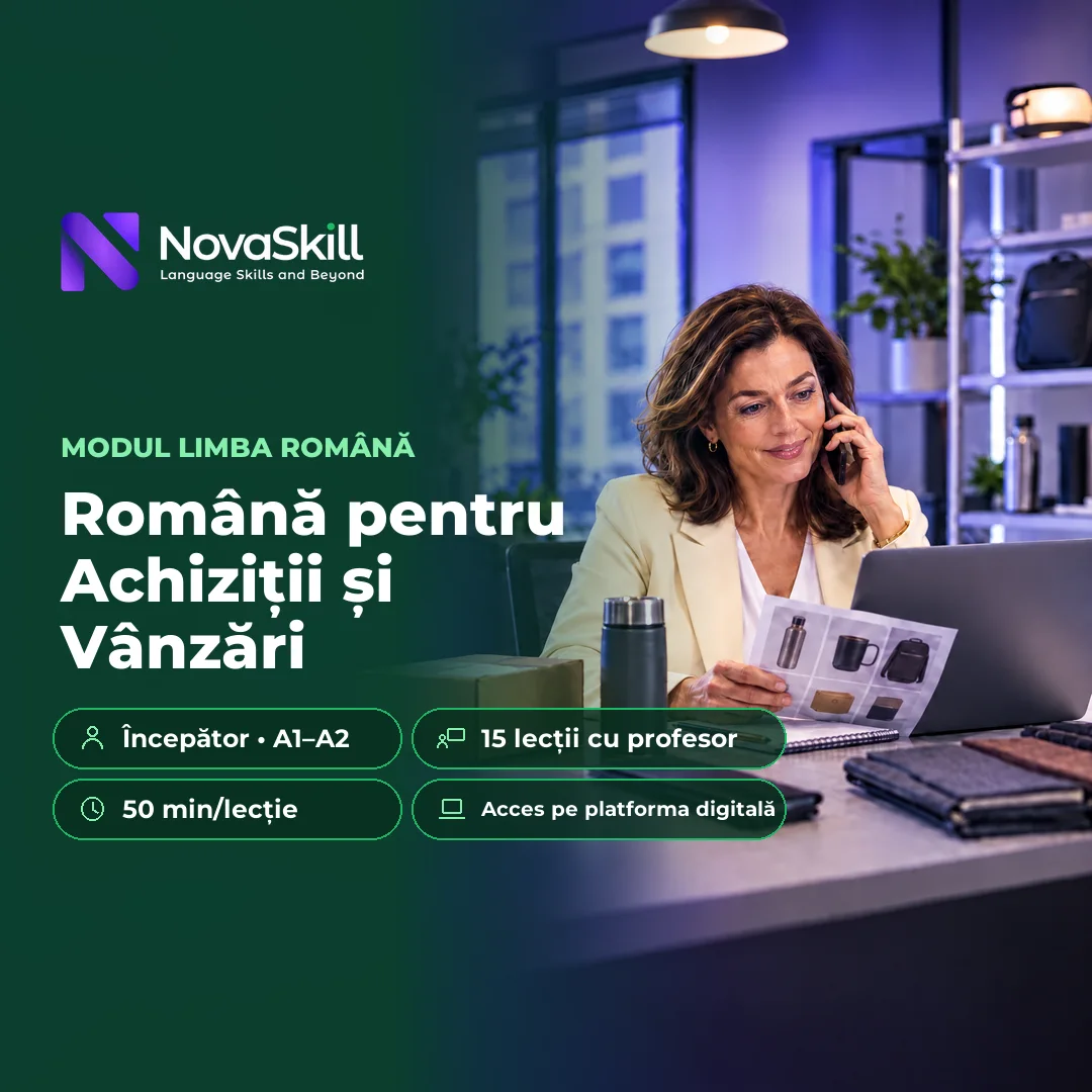 Coperta modulului Română pentru Achiziții și Vânzări, nivel A1–A2