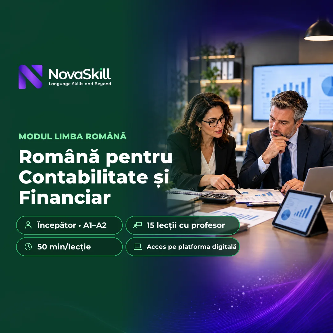 Coperta modulului Română pentru Contabilitate și Financiar, nivel A1–A2