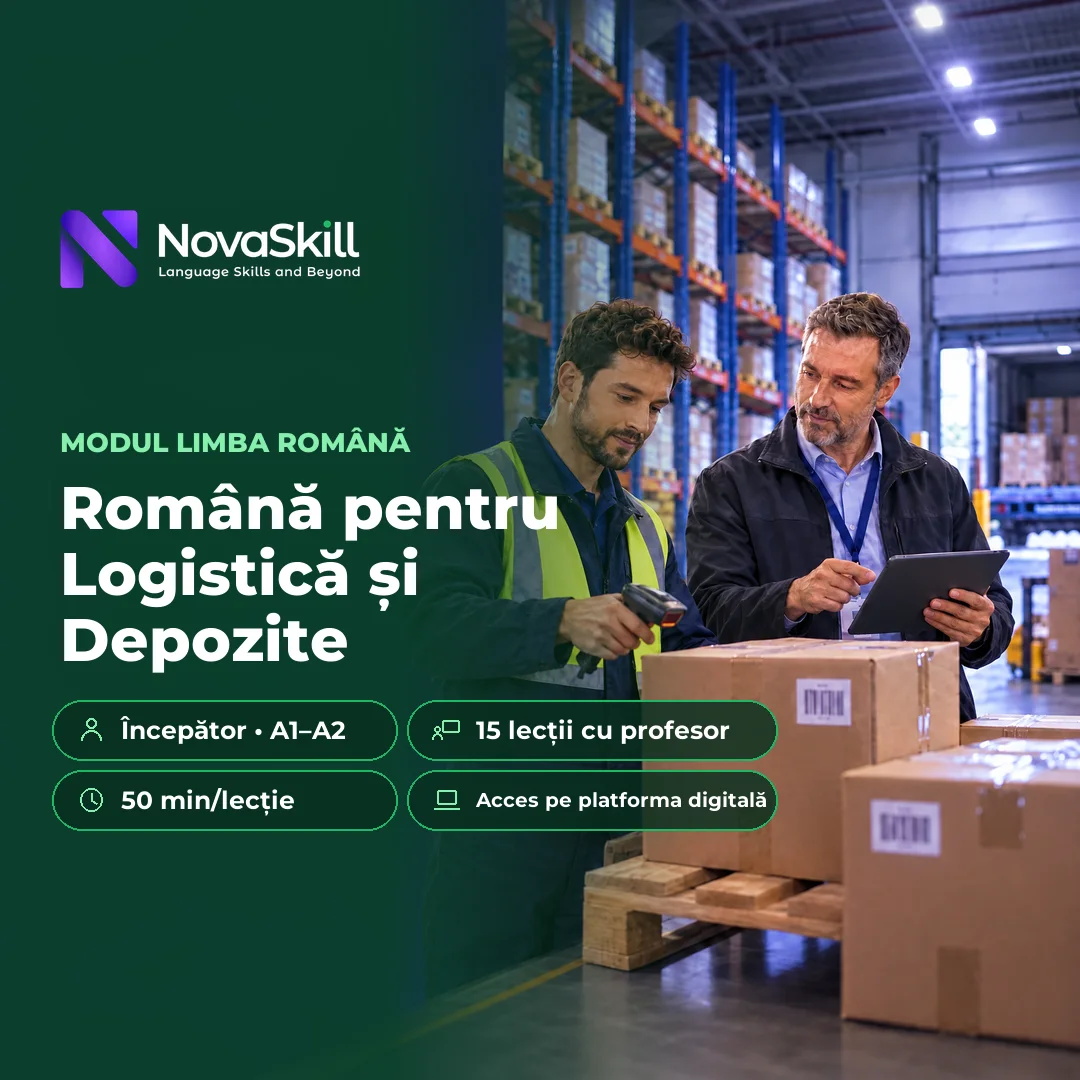 Coperta modulului Română pentru Logistică și Depozite, nivel A1–A2