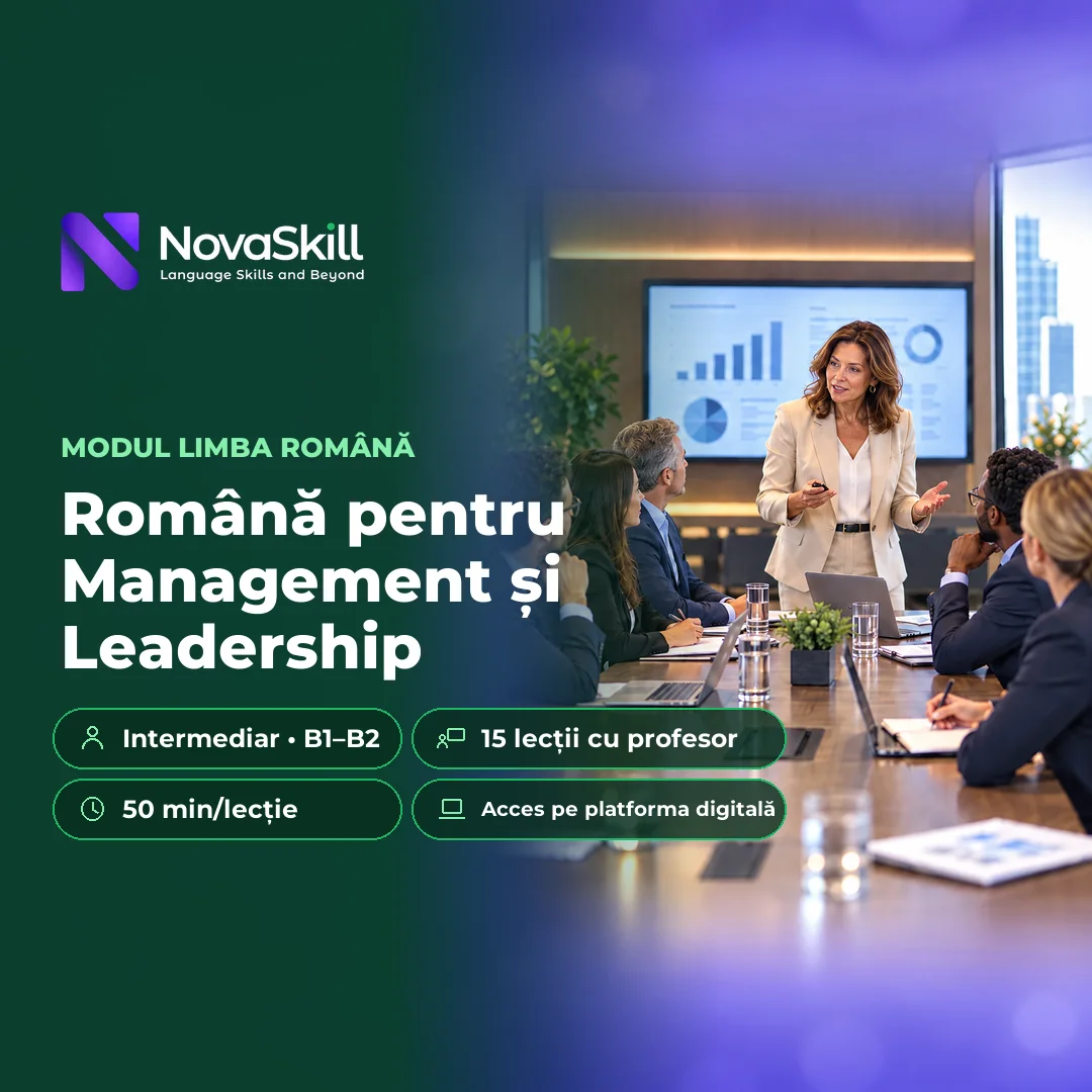 Coperta modulului Română pentru Management și Leadership, nivel B1–B2