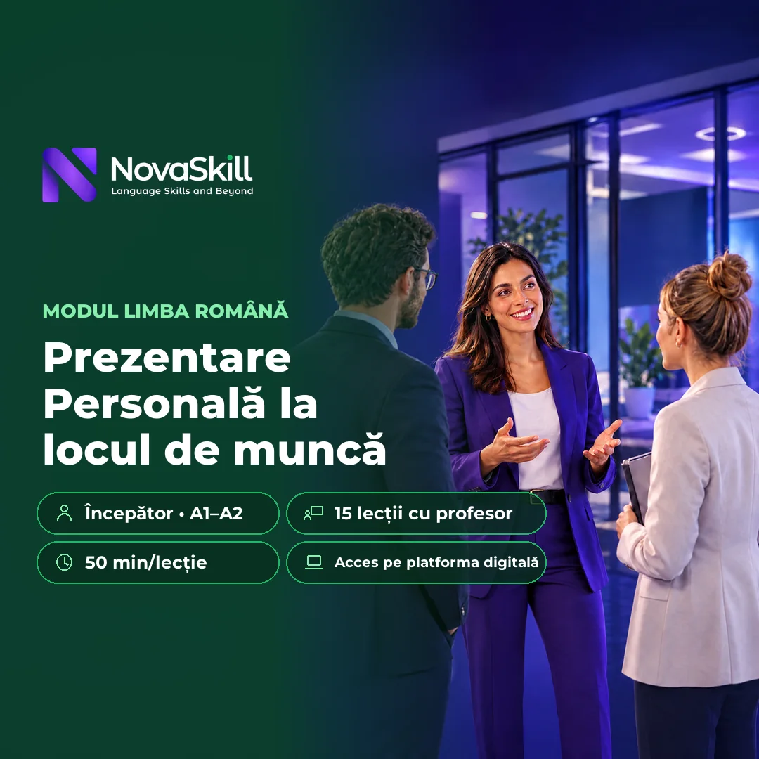 Coperta modulului Prezentare personală la locul de muncă, nivel A1–A2