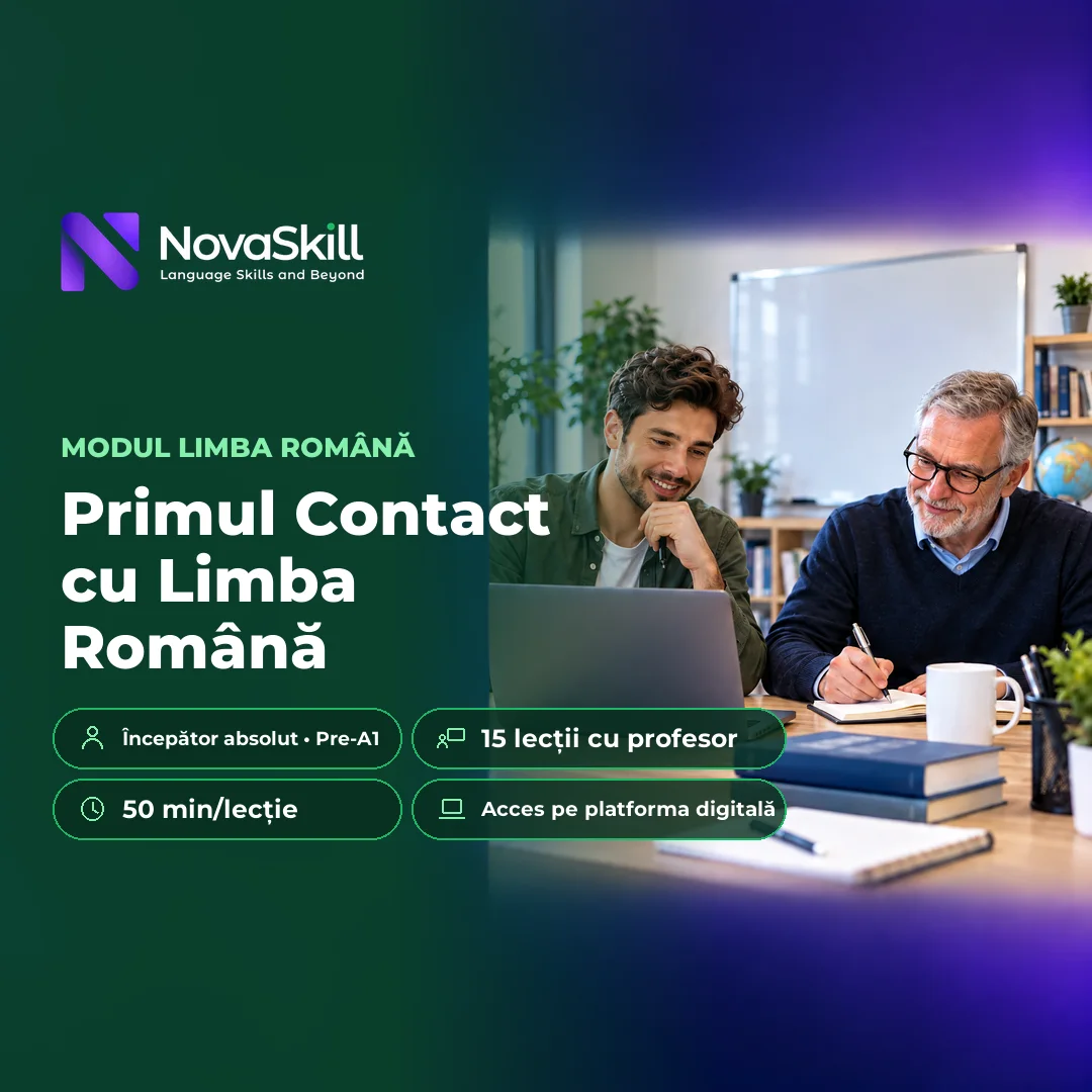 Coperta modulului Primul contact cu limba română, nivel Pre-A1