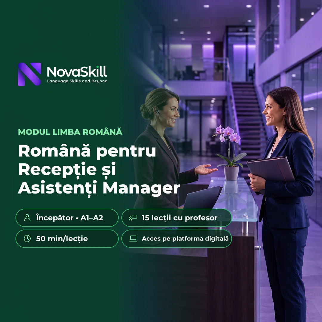 Coperta modulului Română pentru recepție și asistenți manager, nivel A1–A2