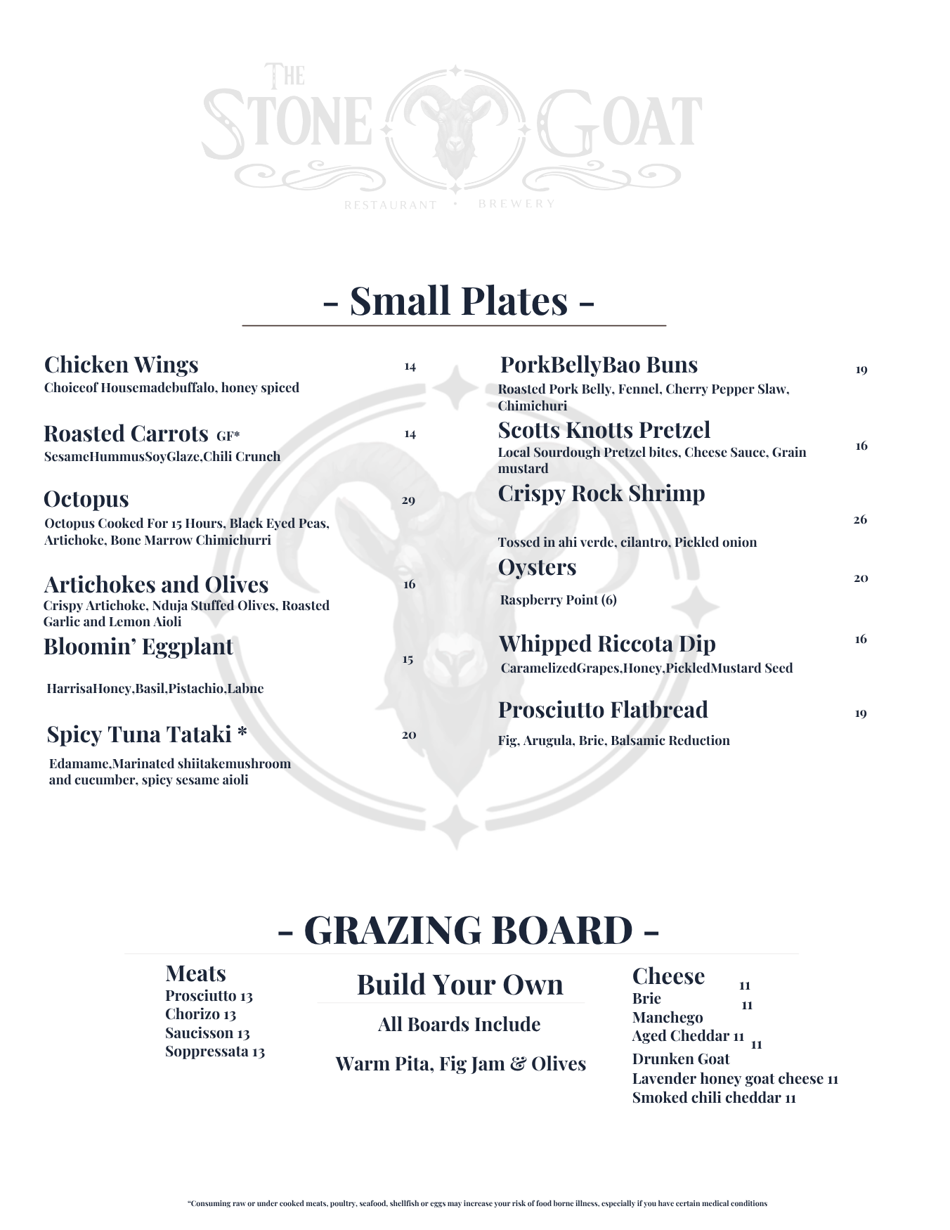 Menu Page 2 - Salads, Entrees & Sandwiches